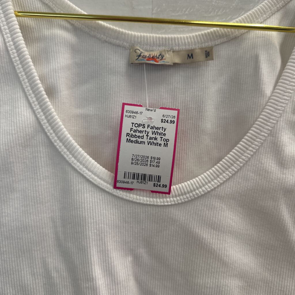 Faherty White Ribbed Tank Top Medium