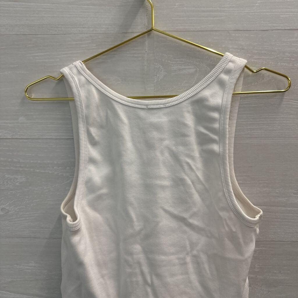 Faherty White Ribbed Tank Top Medium