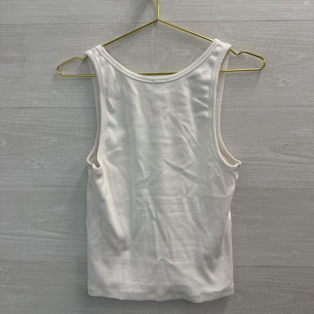 Faherty White Ribbed Tank Top Medium