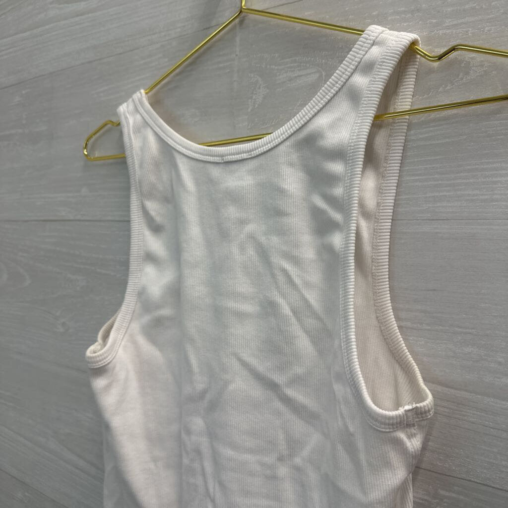 Faherty White Ribbed Tank Top Medium