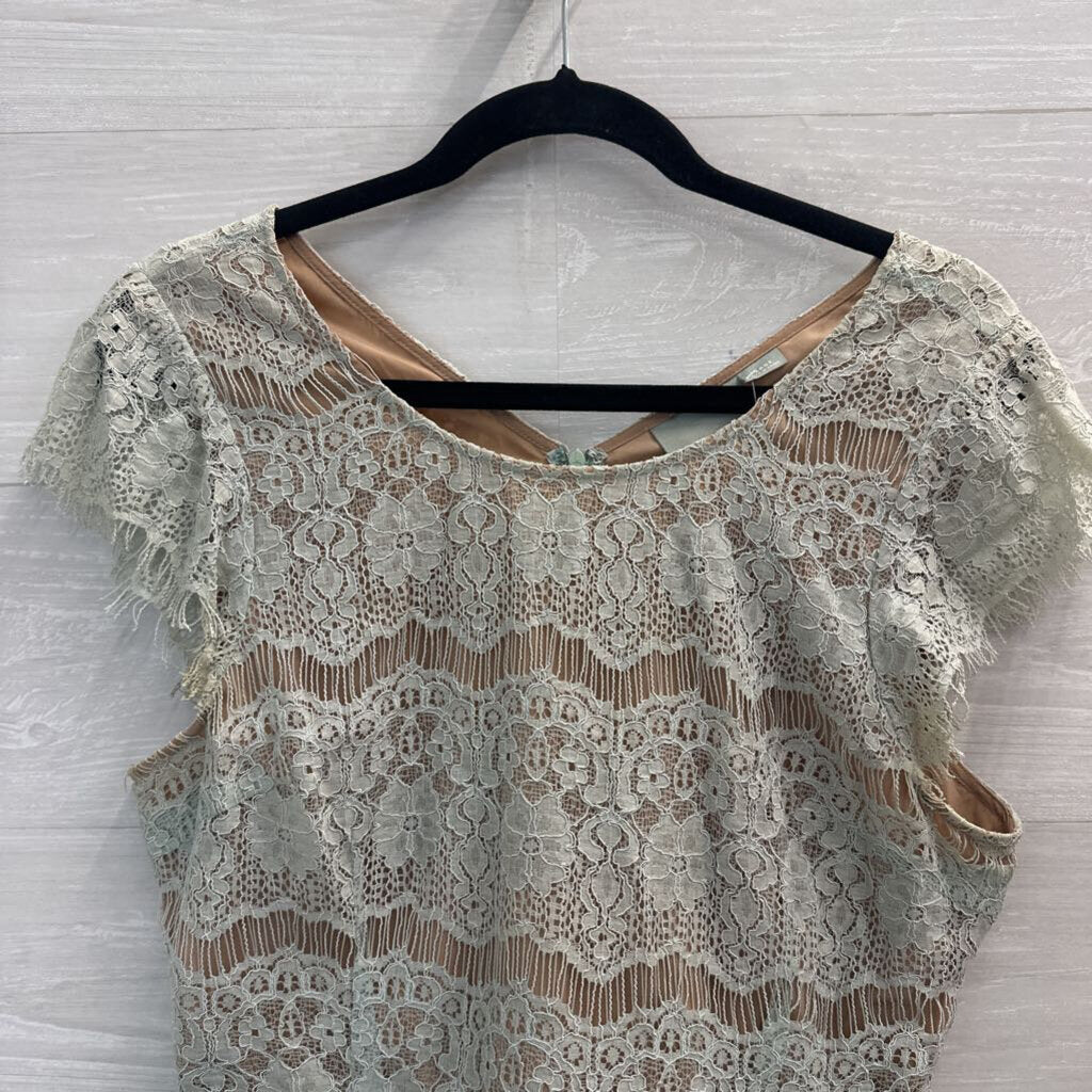 Maeve Lace Cap Sleeve Peplum Top Large
