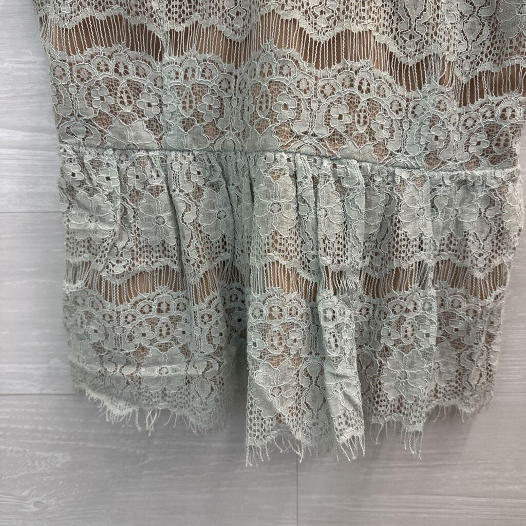 Maeve Lace Cap Sleeve Peplum Top Large