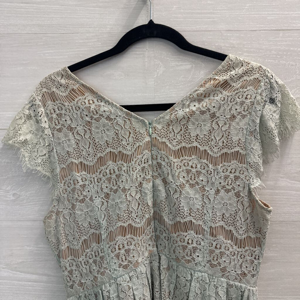 Maeve Lace Cap Sleeve Peplum Top Large