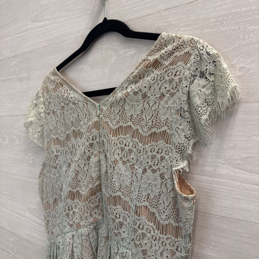 Maeve Lace Cap Sleeve Peplum Top Large