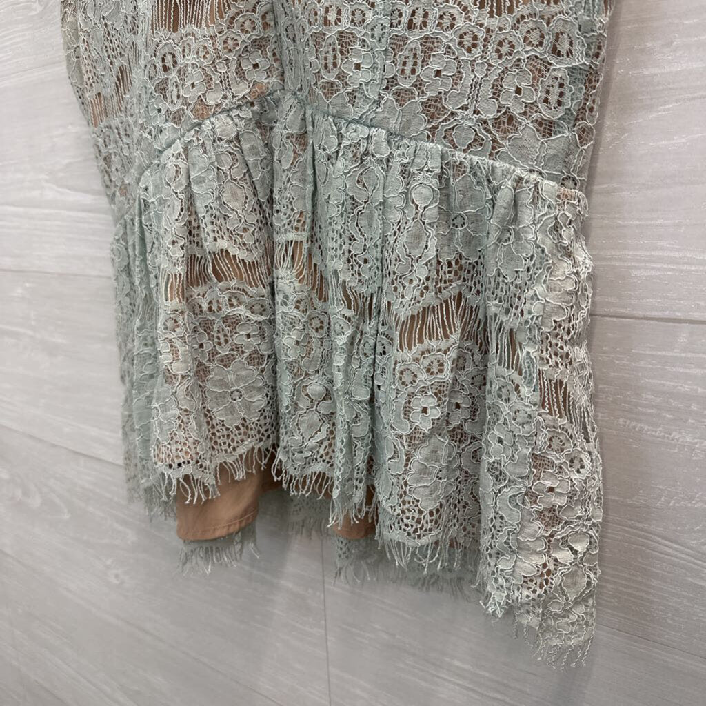 Maeve Lace Cap Sleeve Peplum Top Large