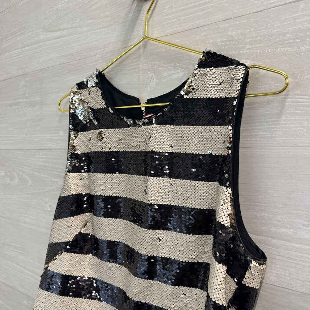 Eliza J Black and White Sequin Striped Top 10
