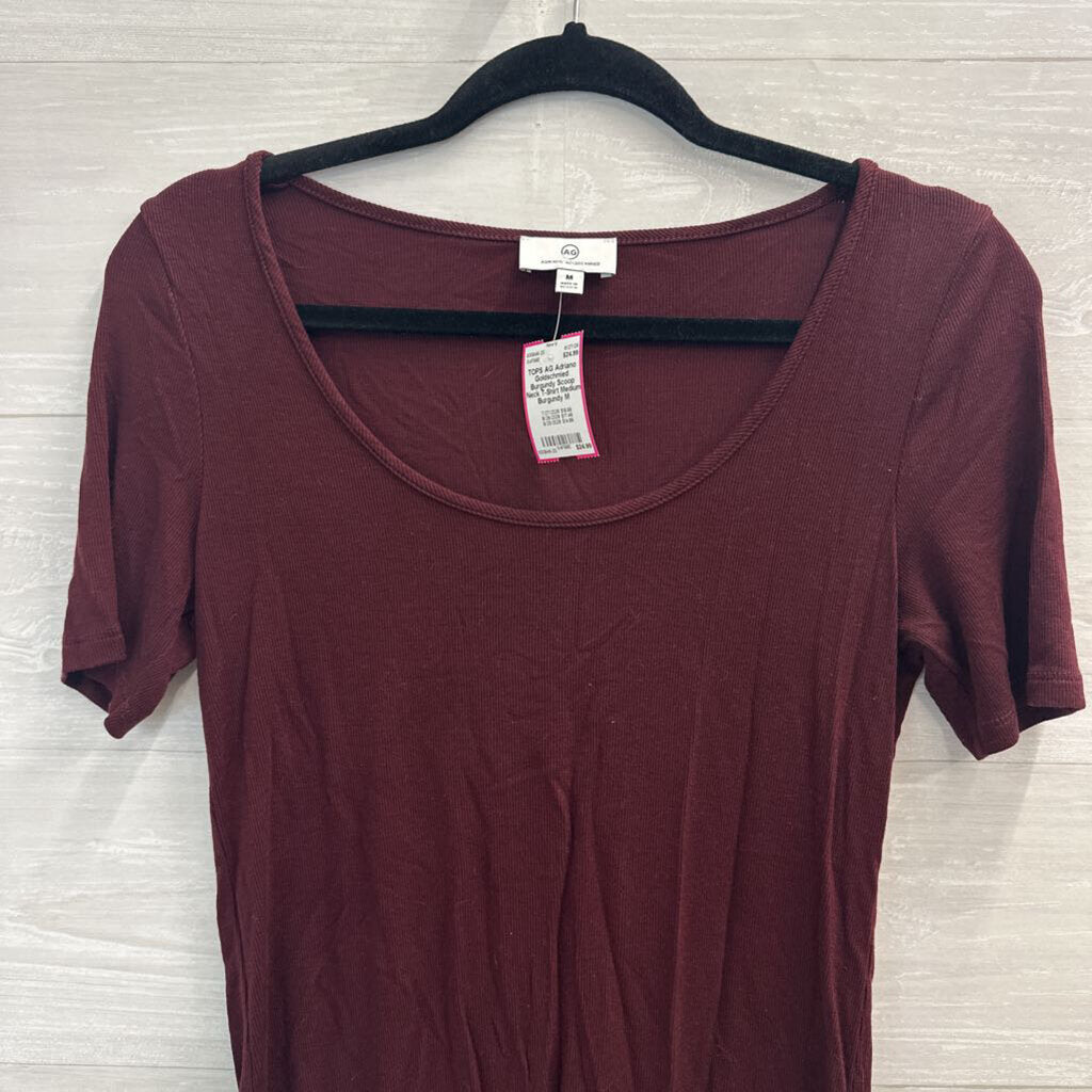 Adriano Goldschmied Burgundy Scoop Neck T-Shirt Medium
