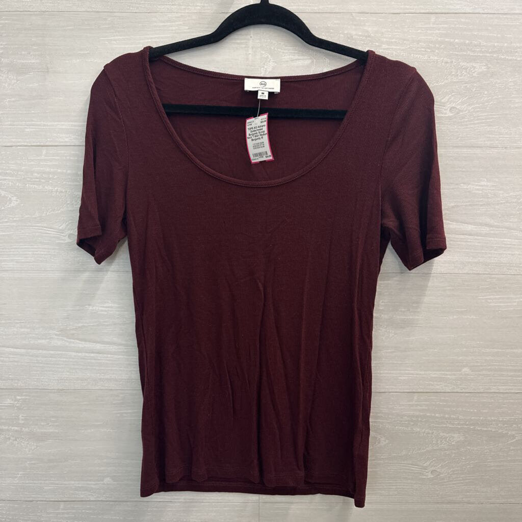 Adriano Goldschmied Burgundy Scoop Neck T-Shirt Medium
