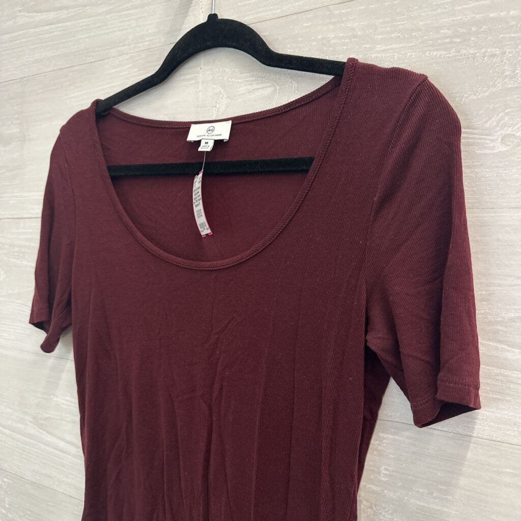 Adriano Goldschmied Burgundy Scoop Neck T-Shirt Medium