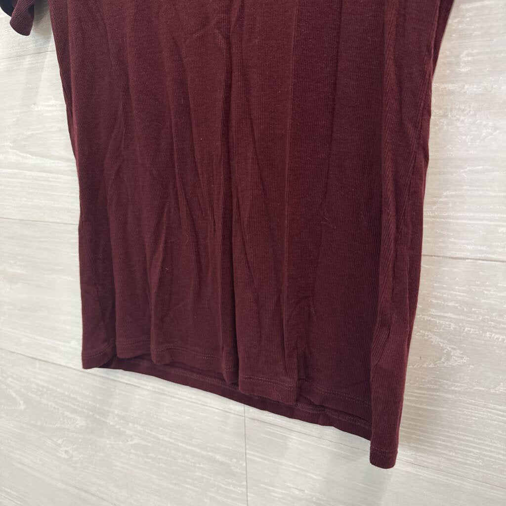 Adriano Goldschmied Burgundy Scoop Neck T-Shirt Medium