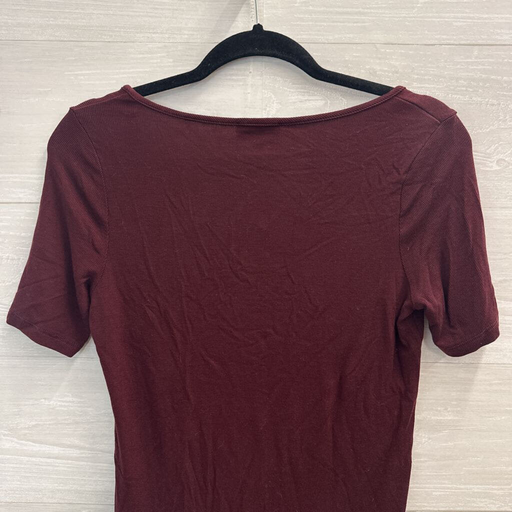 Adriano Goldschmied Burgundy Scoop Neck T-Shirt Medium