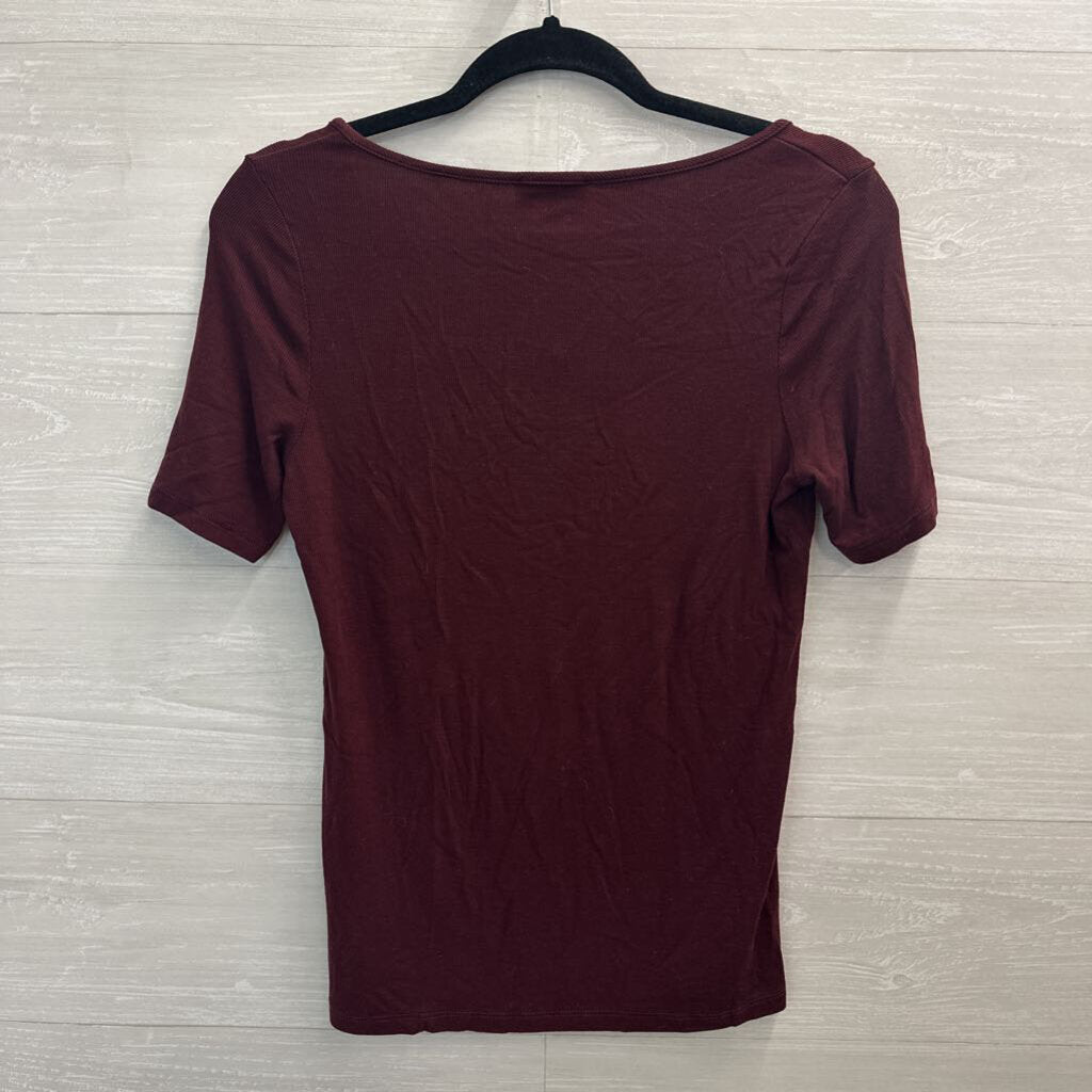Adriano Goldschmied Burgundy Scoop Neck T-Shirt Medium