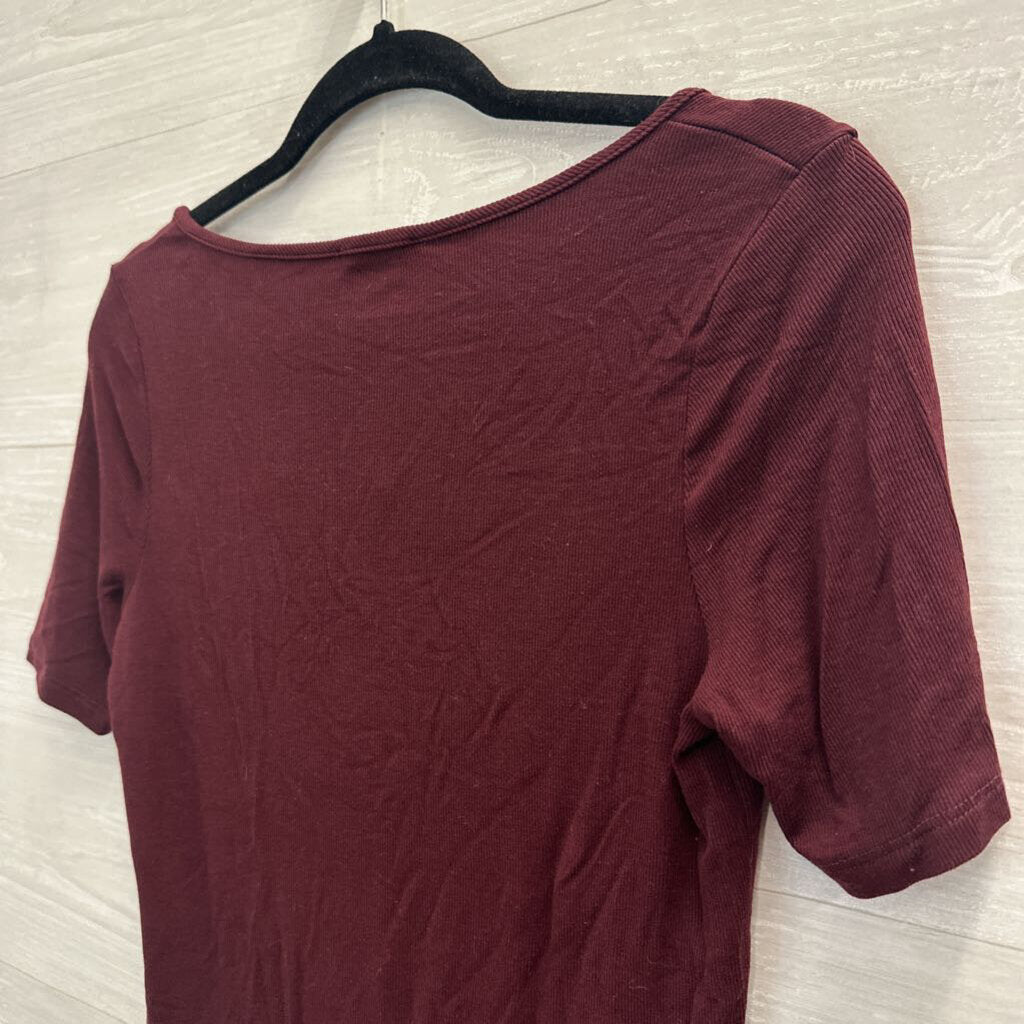 Adriano Goldschmied Burgundy Scoop Neck T-Shirt Medium