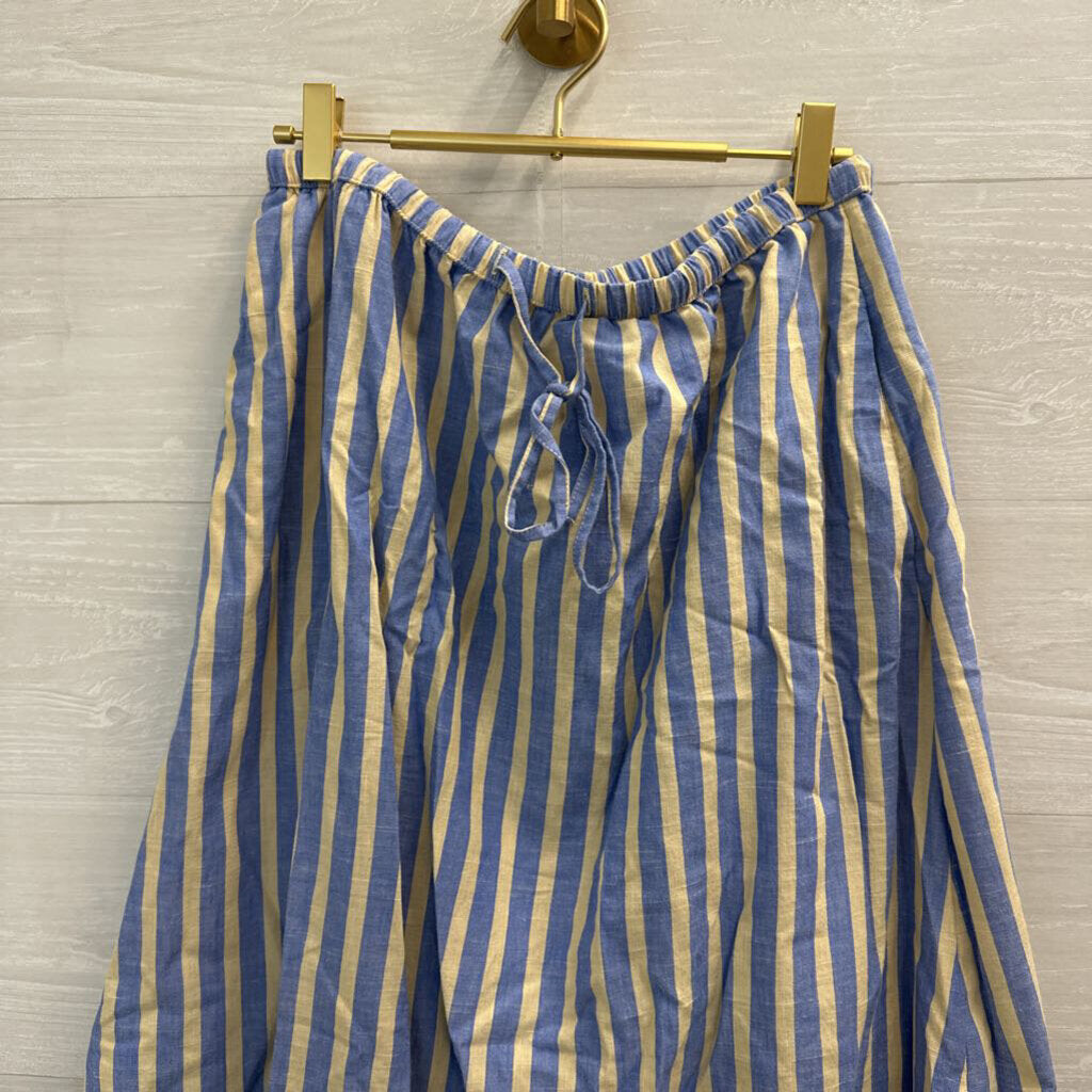 Universal Thread Blue/Cream Striped Midi Skirt Medium