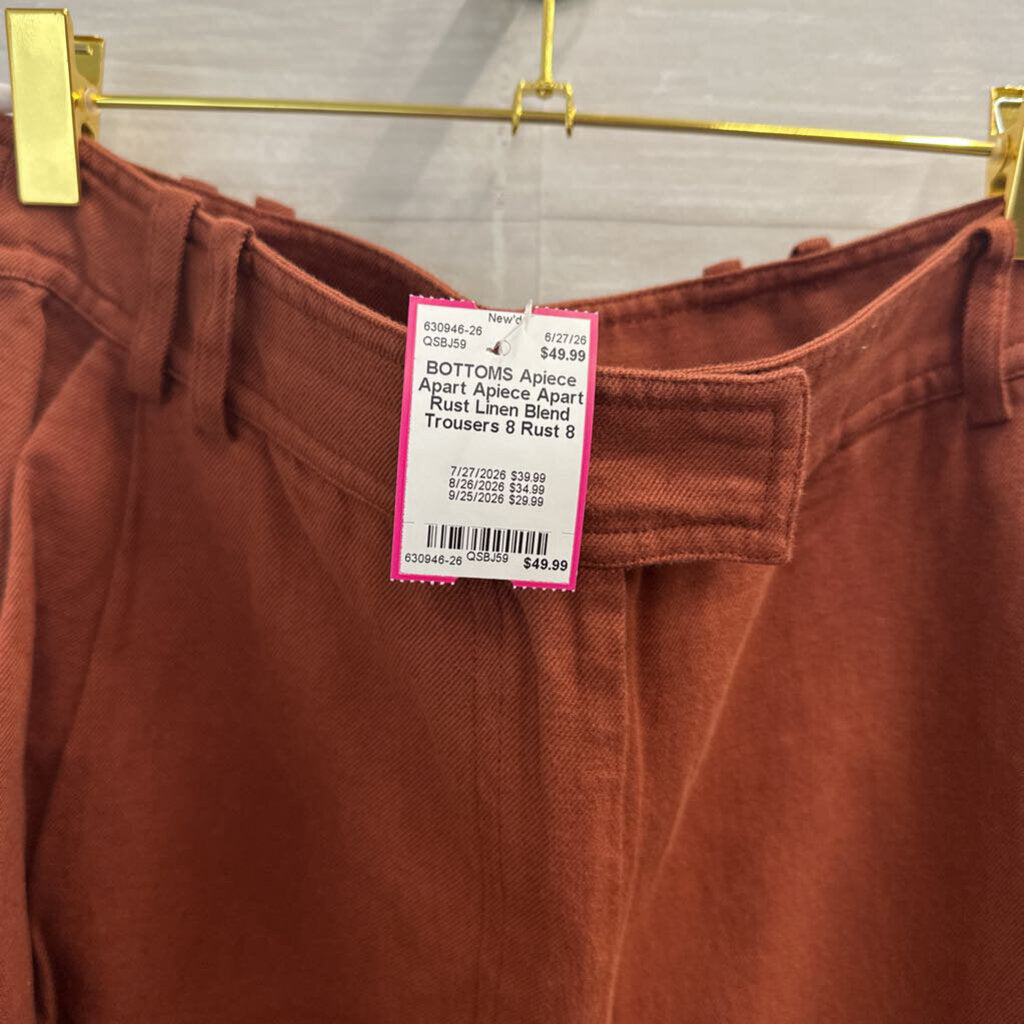 Apiece Apart Rust Linen Blend Trousers 8