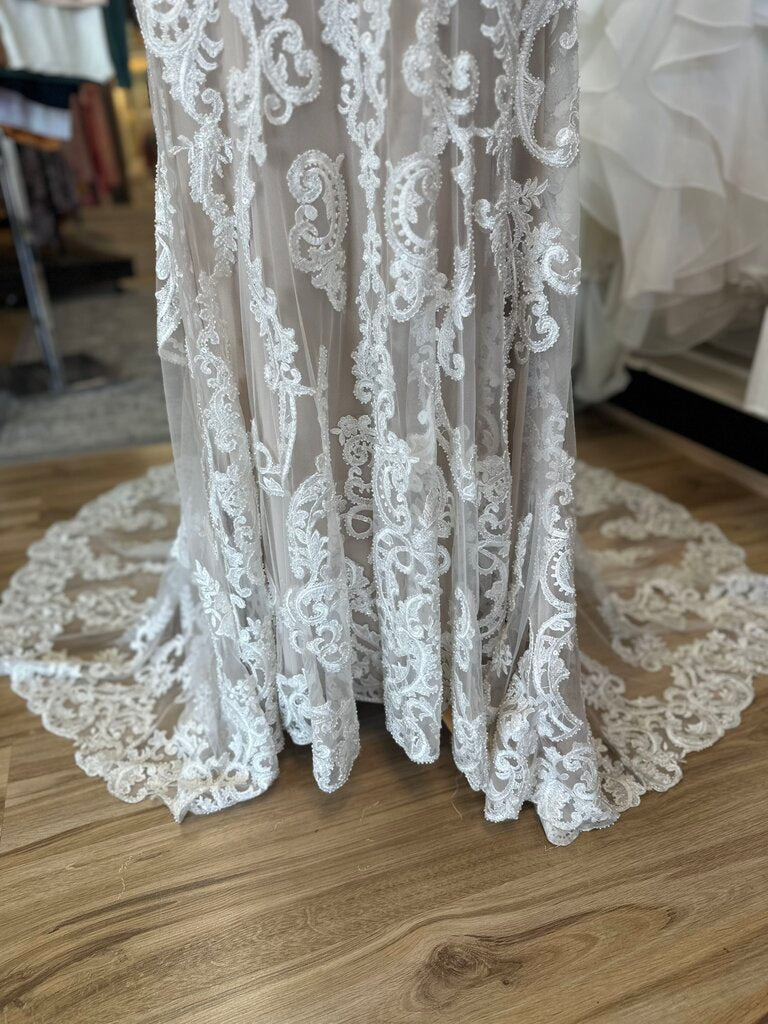 Allure Bridal High Neck Beaded Lace Wedding Dress 8