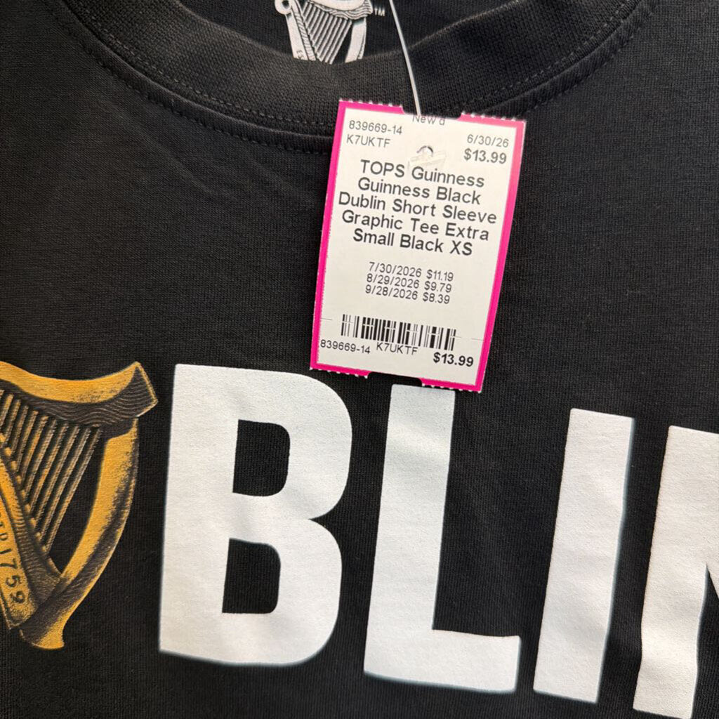 Guinness Black Dublin Short Sleeve Graphic Tee Extra Small