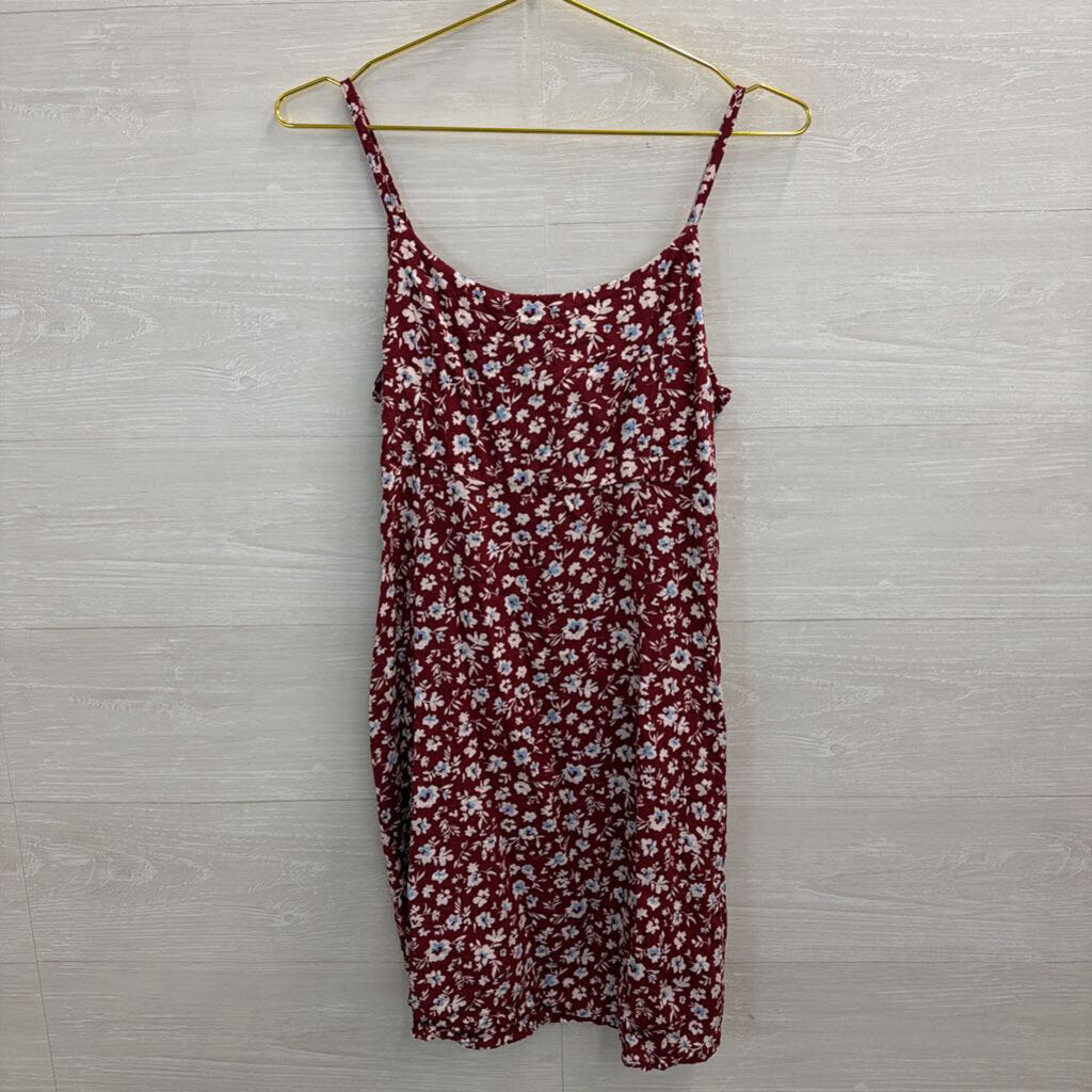 Only Red/ White Floral Print Dress Medium