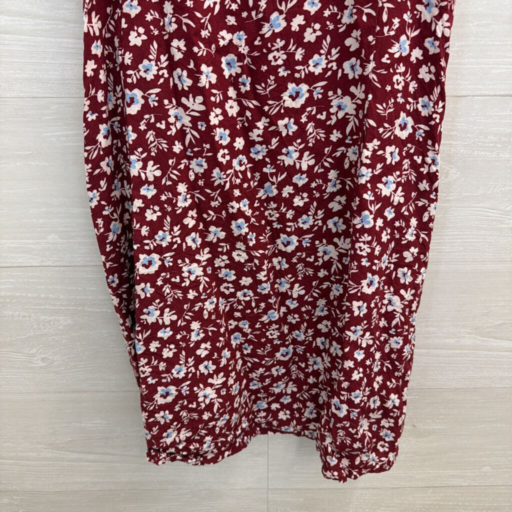 Only Red/ White Floral Print Dress Medium