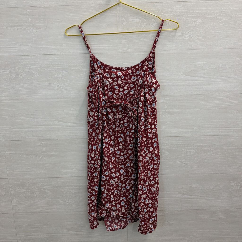 Only Red/ White Floral Print Dress Medium