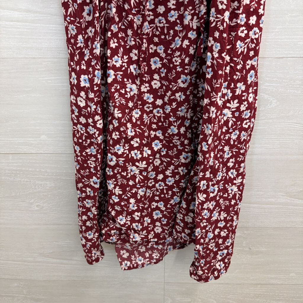 Only Red/ White Floral Print Dress Medium