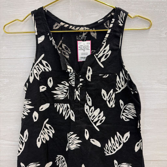 Loft Black/ White Print Tank Top Extra Small