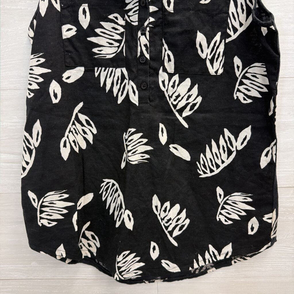 Loft Black/ White Print Tank Top Extra Small