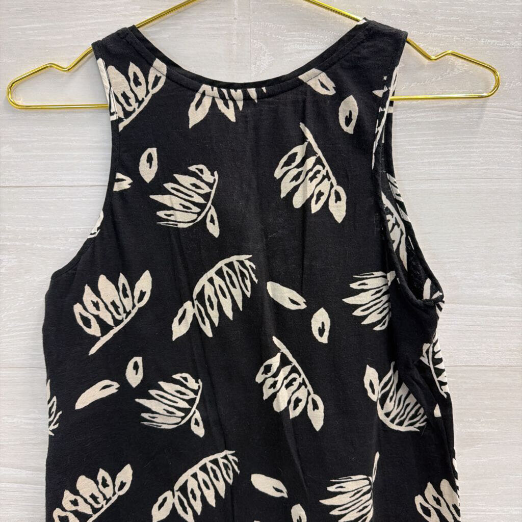 Loft Black/ White Print Tank Top Extra Small