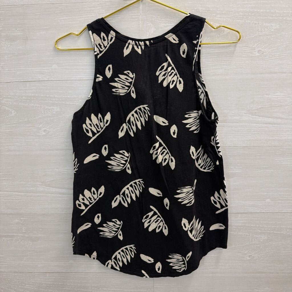 Loft Black/ White Print Tank Top Extra Small