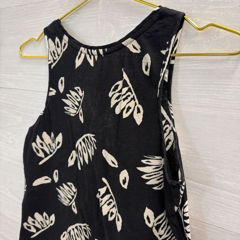 Loft Black/ White Print Tank Top Extra Small