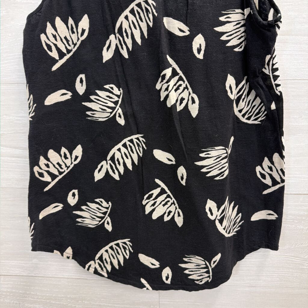 Loft Black/ White Print Tank Top Extra Small