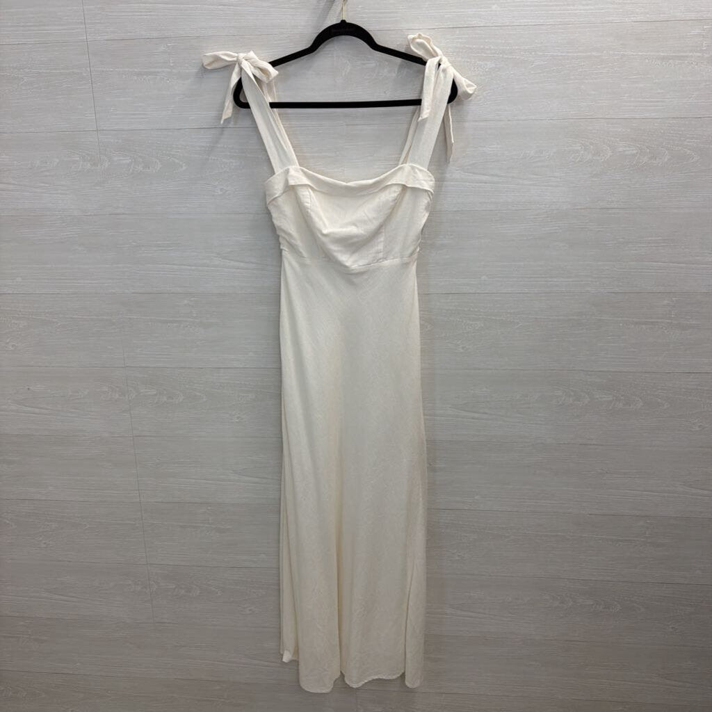 Indikah White Tie Strap Midi Dress Small