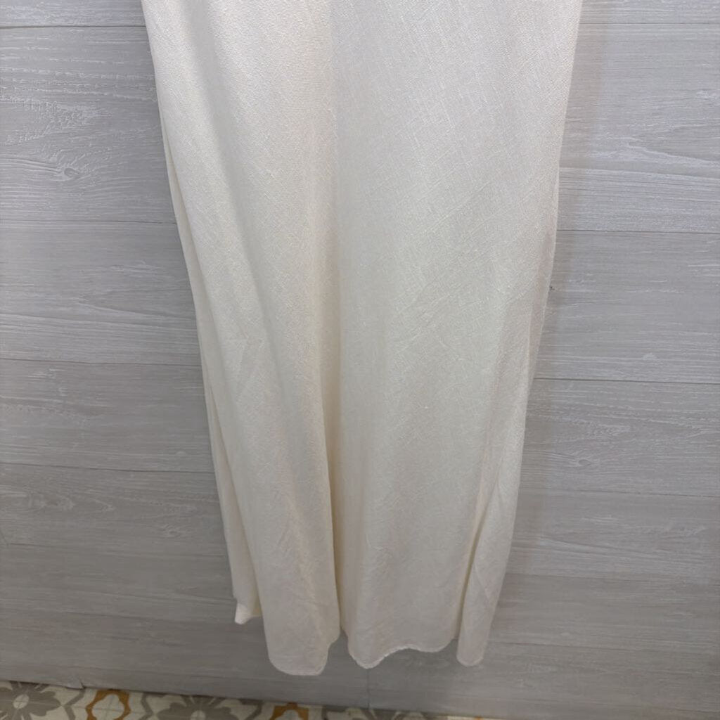 Indikah White Tie Strap Midi Dress Small