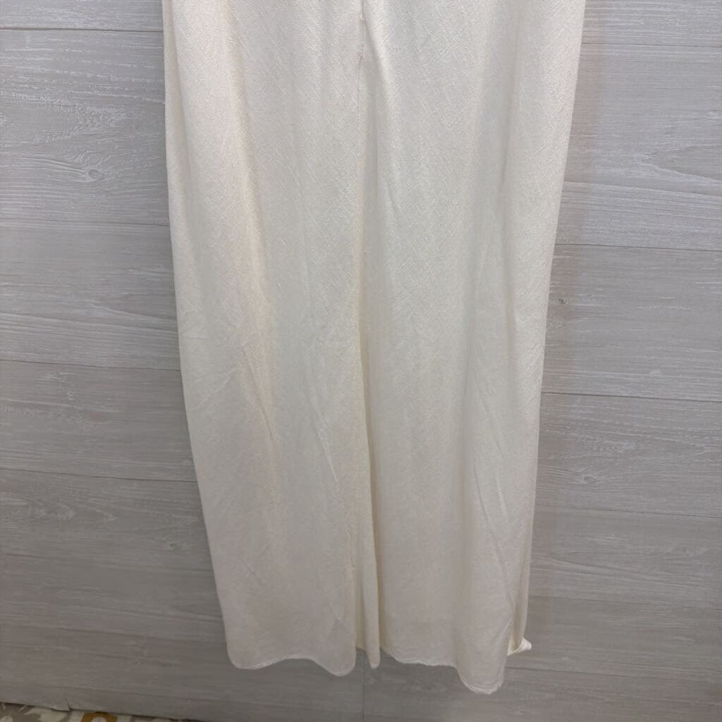 Indikah White Tie Strap Midi Dress Small