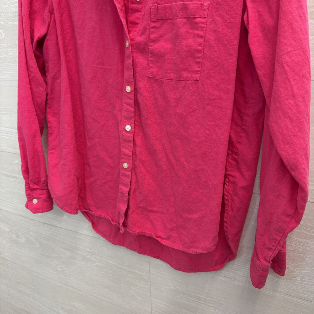 Loft Hot Pink Long Sleeve Button Down Top Extra Small