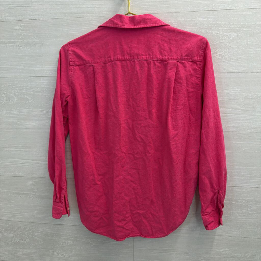Loft Hot Pink Long Sleeve Button Down Top Extra Small
