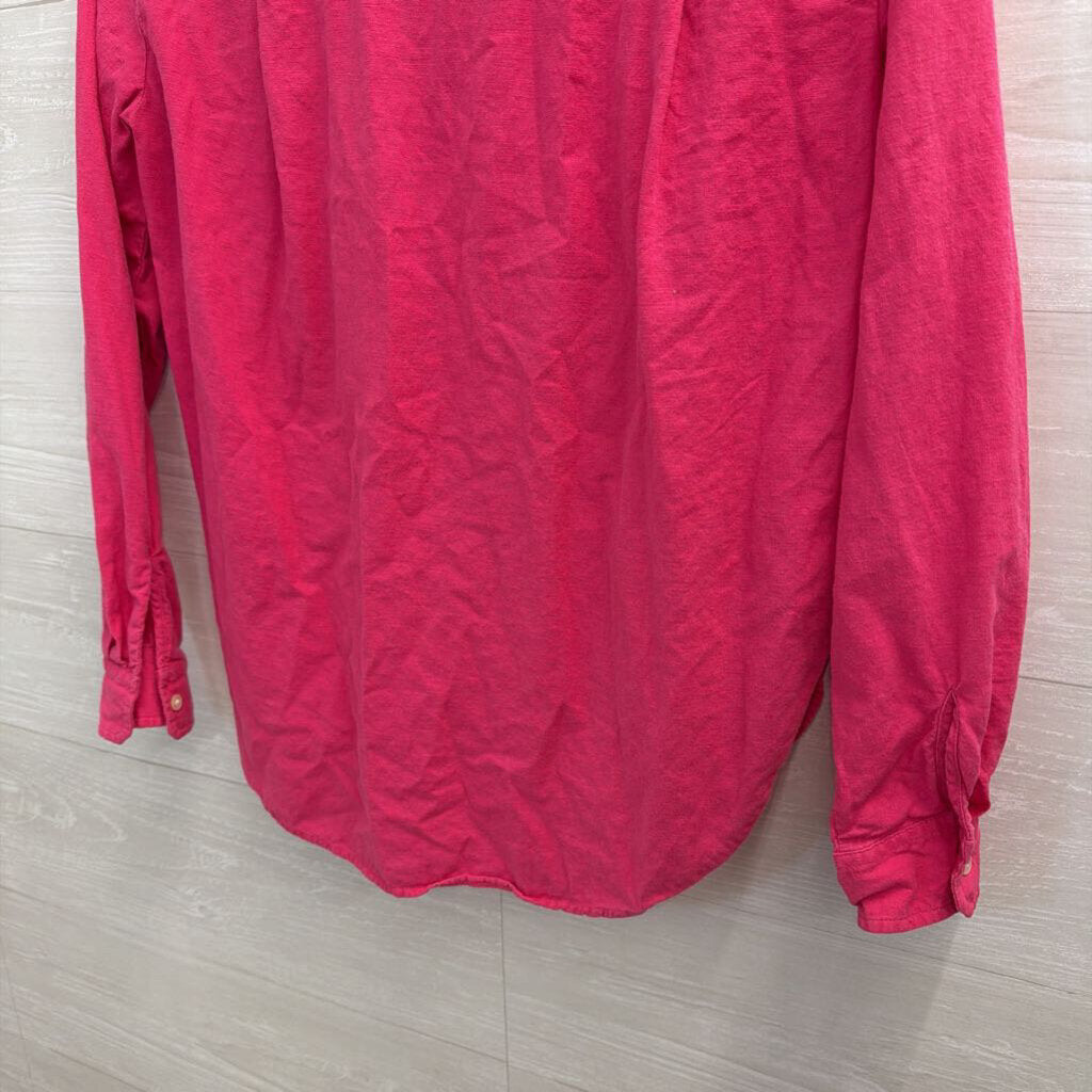 Loft Hot Pink Long Sleeve Button Down Top Extra Small