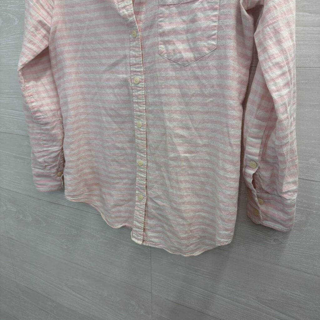J Crew White/ Pink Striped Long Sleeve Button Down Top Extra Small