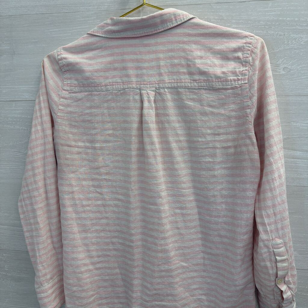 J Crew White/ Pink Striped Long Sleeve Button Down Top Extra Small