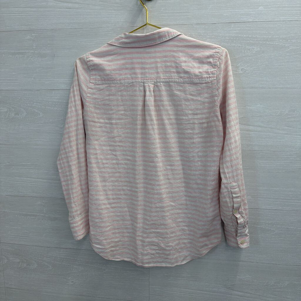 J Crew White/ Pink Striped Long Sleeve Button Down Top Extra Small