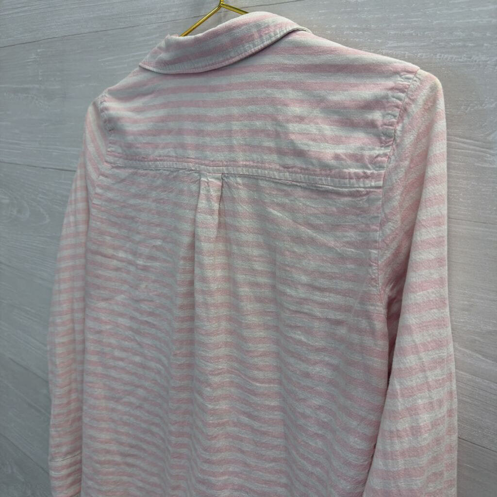 J Crew White/ Pink Striped Long Sleeve Button Down Top Extra Small