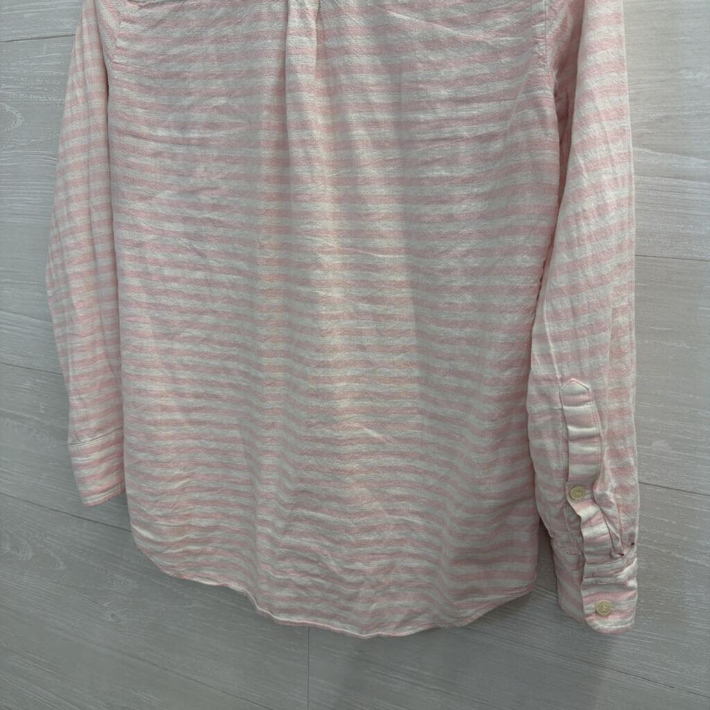 J Crew White/ Pink Striped Long Sleeve Button Down Top Extra Small