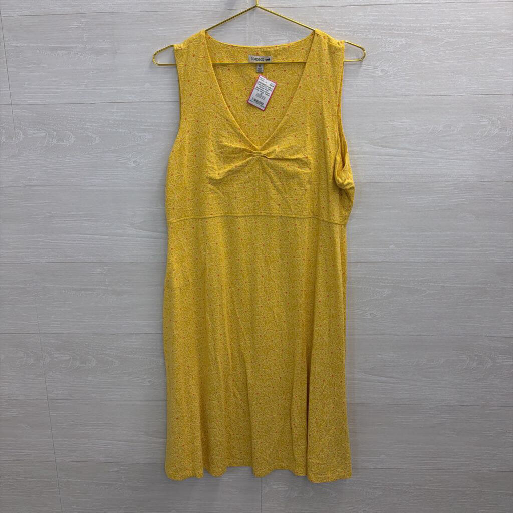 Toad and Co Yellow Flower Print Sleeveless Dress Extra Large