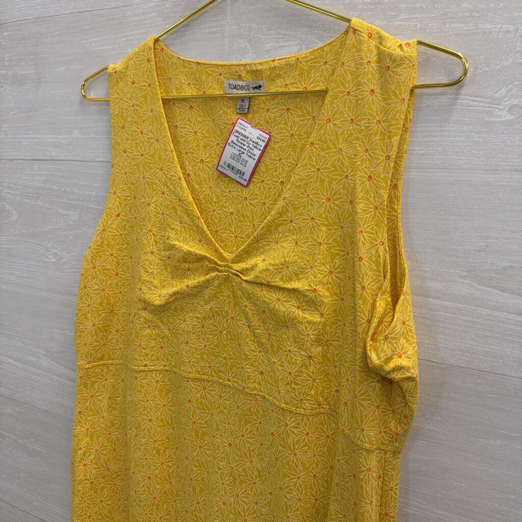 Toad and Co Yellow Flower Print Sleeveless Dress Extra Large