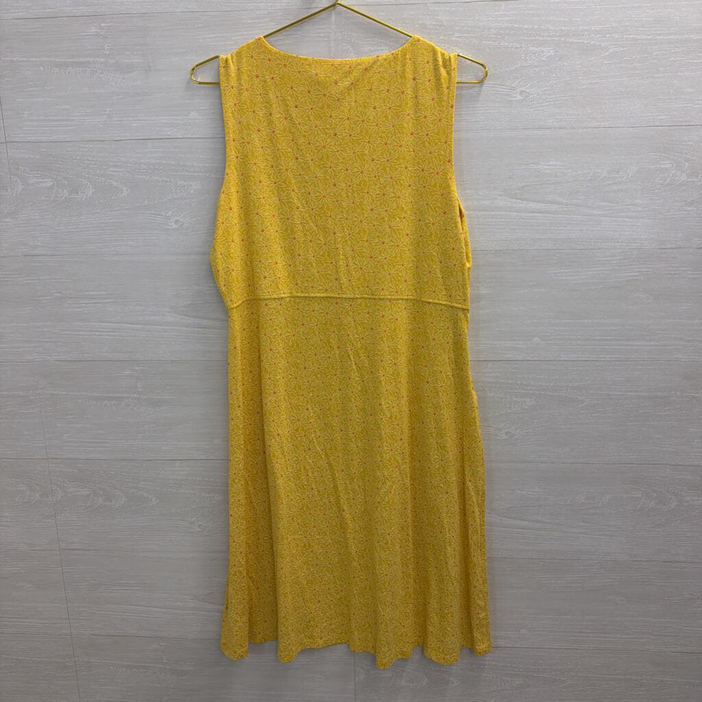 Toad and Co Yellow Flower Print Sleeveless Dress Extra Large