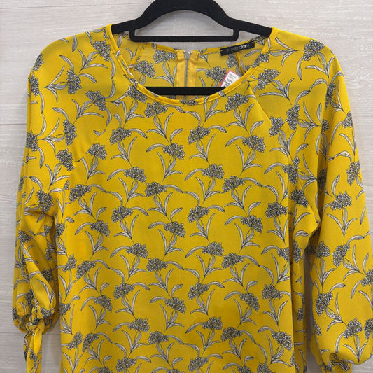 Paper Moon Yellow/ White Print Long Sleeve Top Small