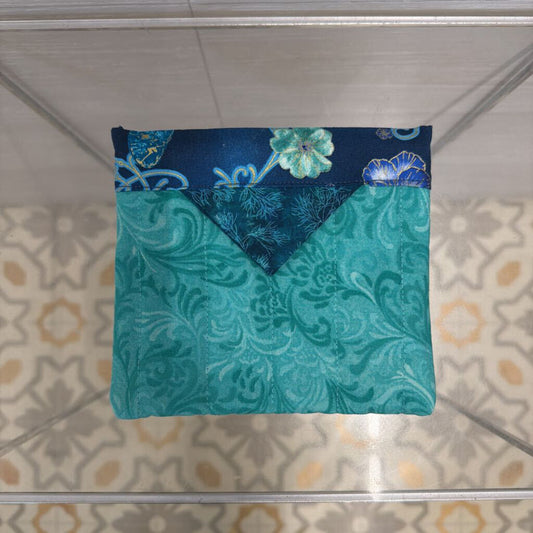 Blue Quilted Print Pouch Purse