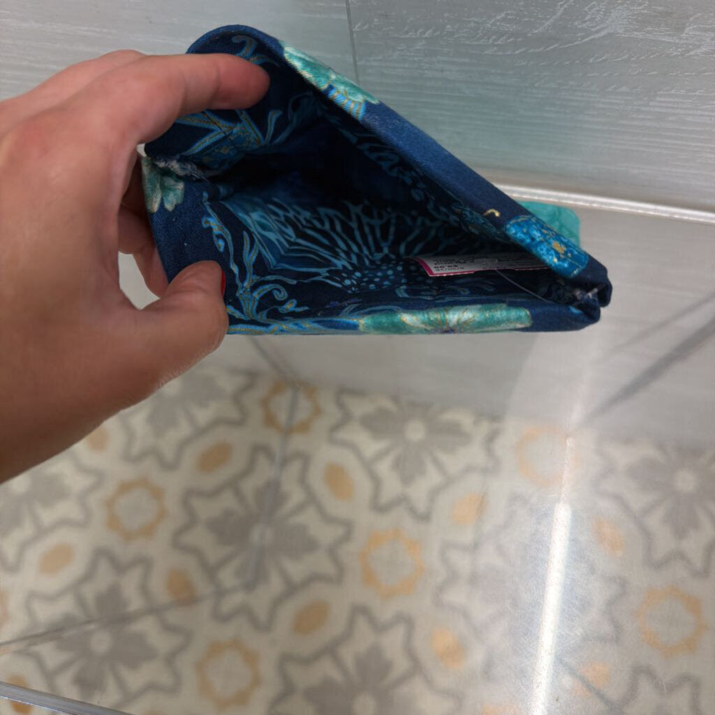Blue Quilted Print Pouch Purse