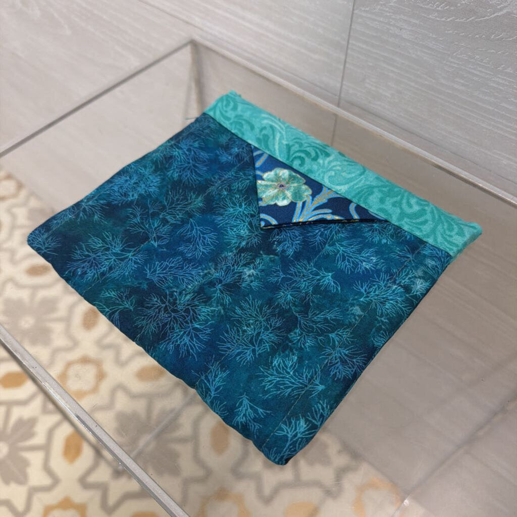 Blue Quilted Print Pouch Purse
