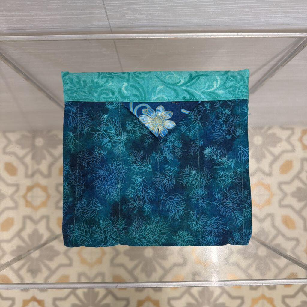 Blue Quilted Print Pouch Purse